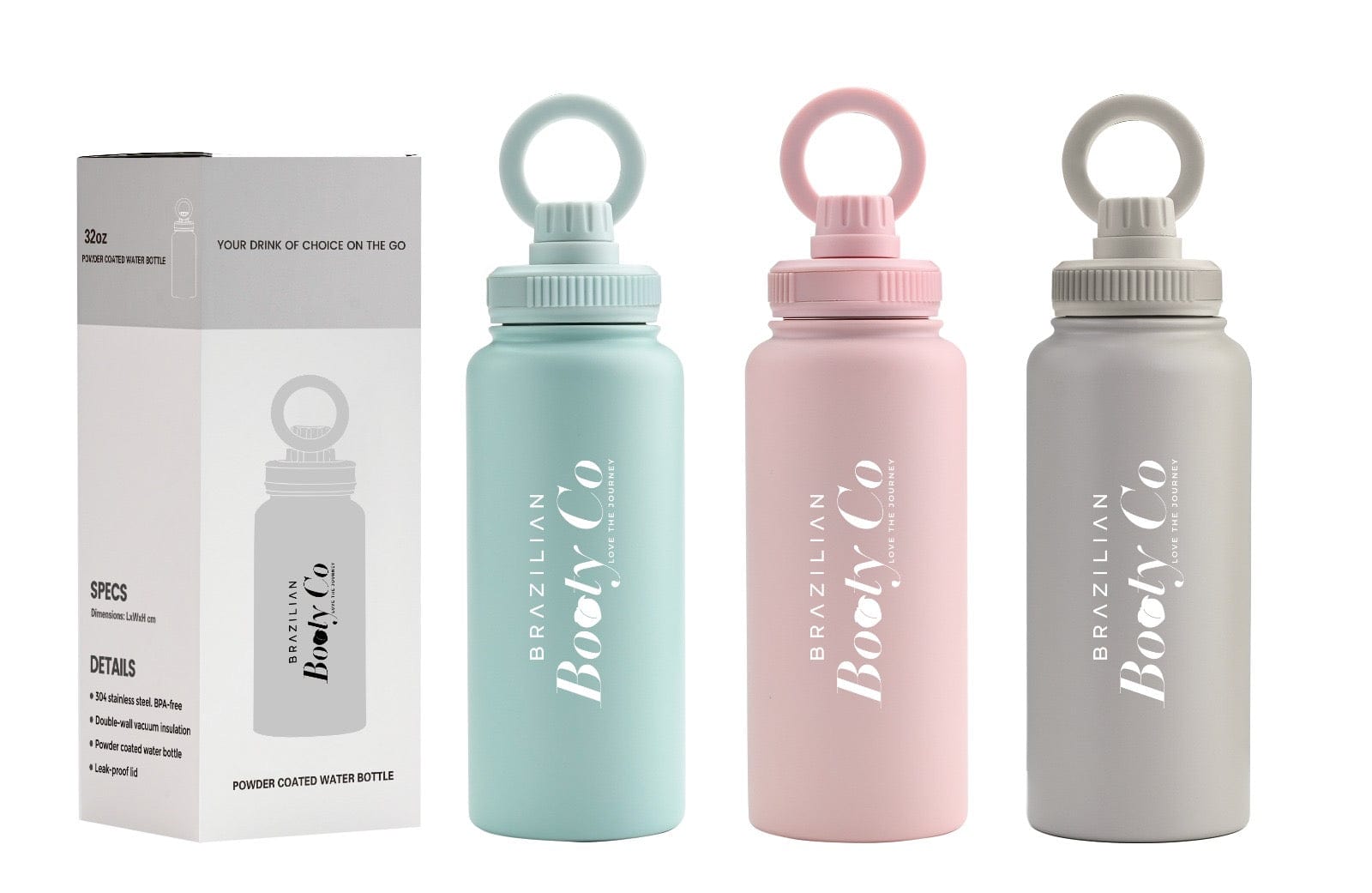 Pastel stainless steel water bottles with handles