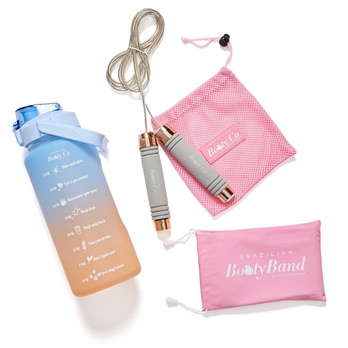 Top Home workout essentials bundle with booty bands, shaker bottle, and rope