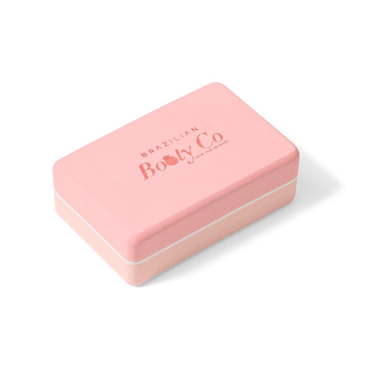 Yoga alignment block with Brazilian Booty Co branding